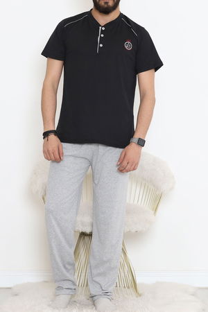 Men's Pajama Set with Buttons Blackgrey - 17370.1048.