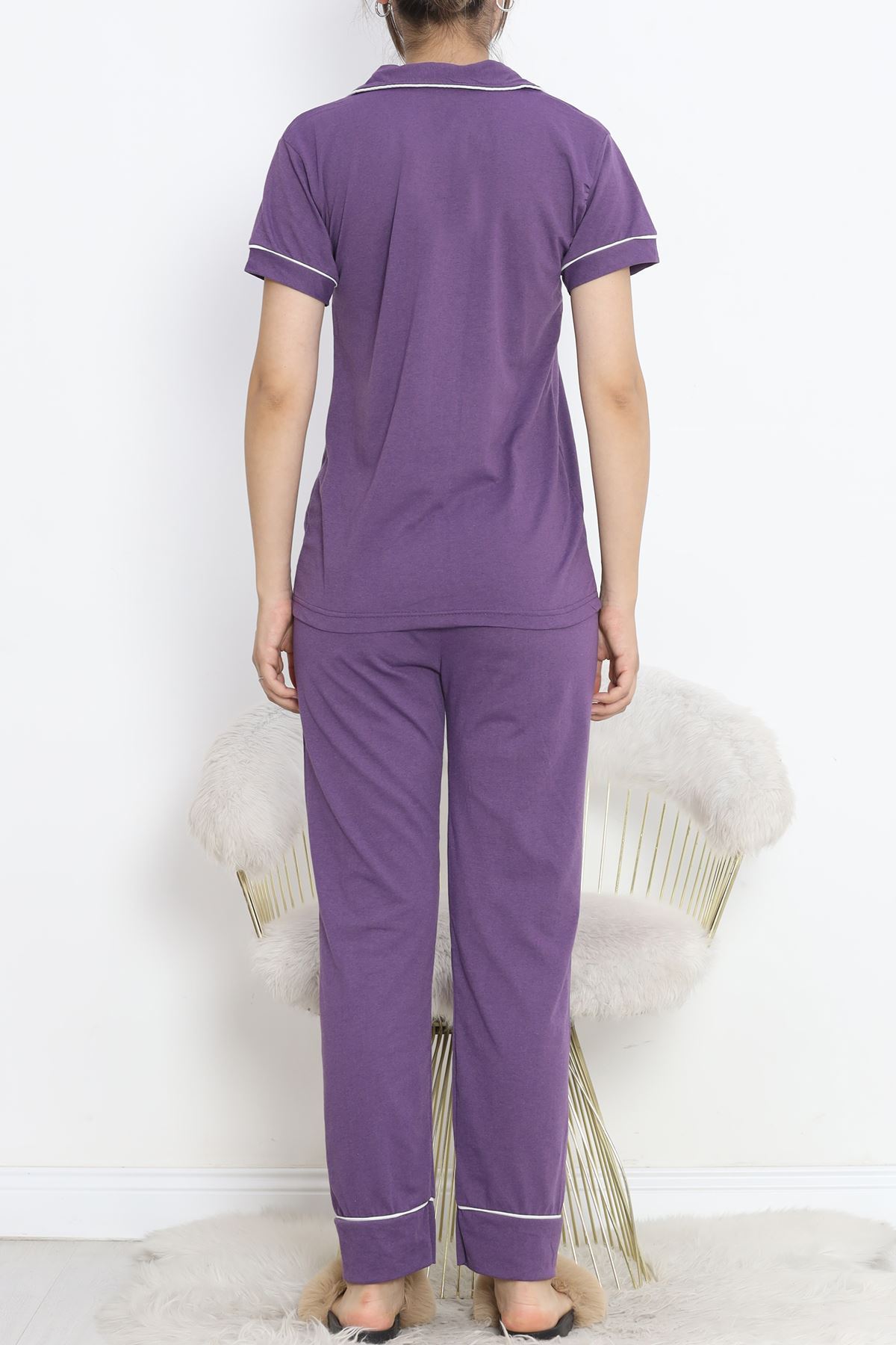 Pajama Set with Front Pocket Purple White - 11404.1048.