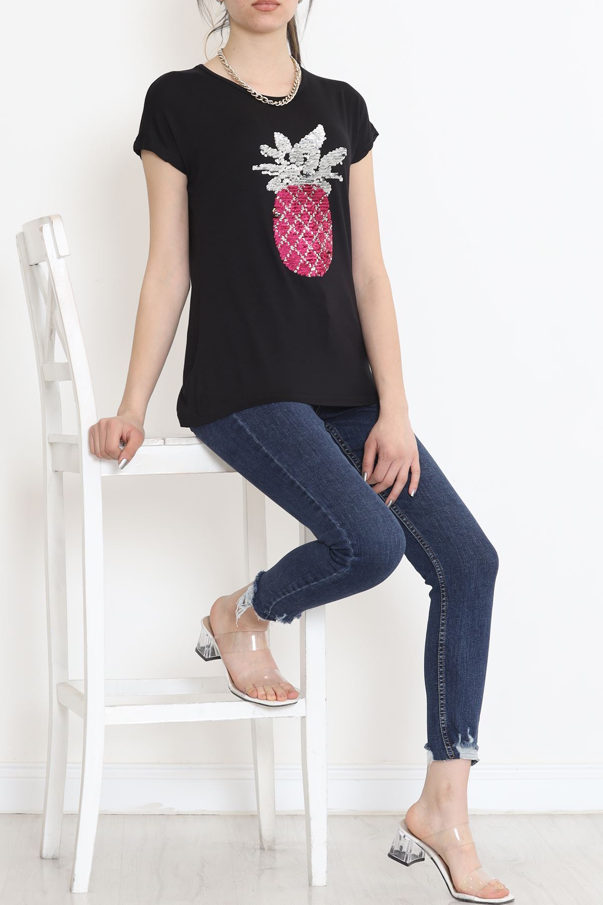 Pineapple Sequin Blouse Black - 17125.599.