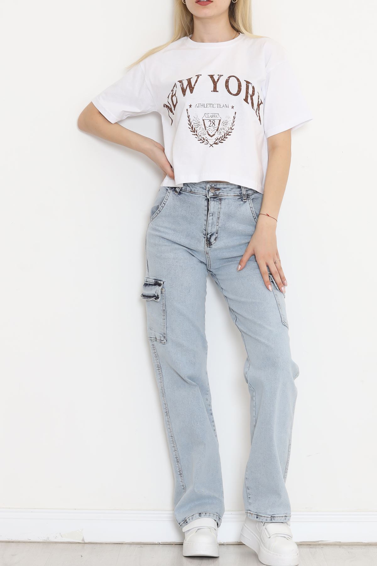 Printed Crop T-shirt White - 16471.1567.