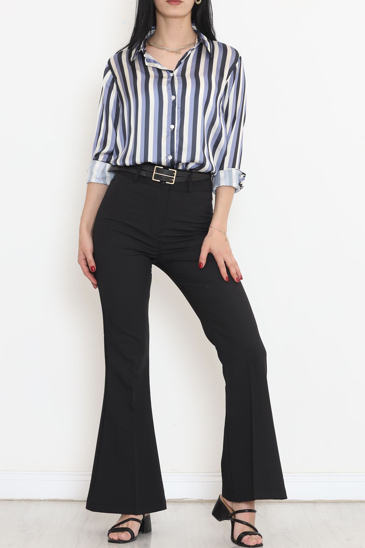 Striped Satin Shirt Morbeige - 909.1247.