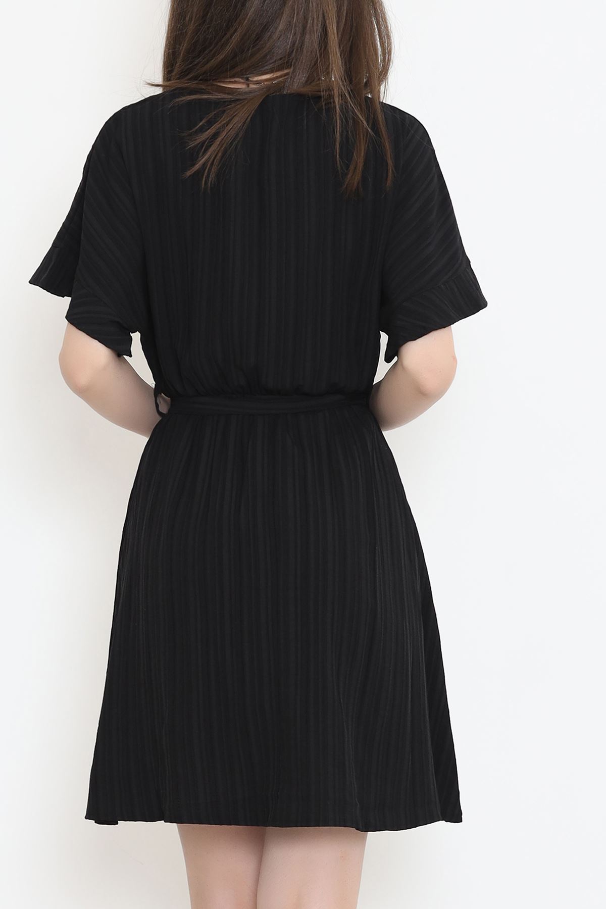 Double-breasted Collar Dress Black - 17368.701.