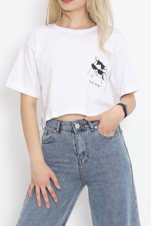 Printed Crop T-shirt White - 18668.1567.