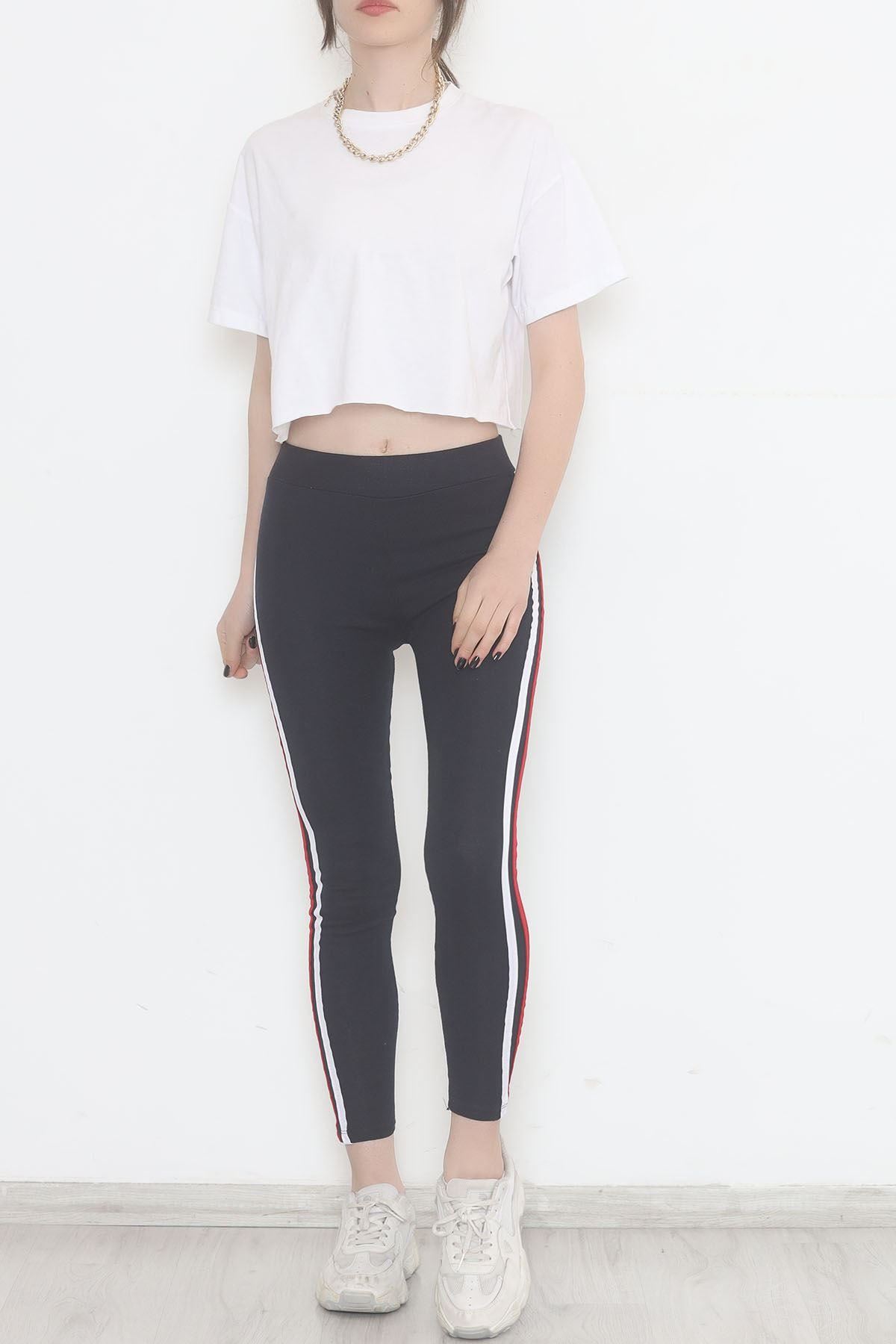 Double Stripe Ribbed Leggings Navy Red - 9948.1567.