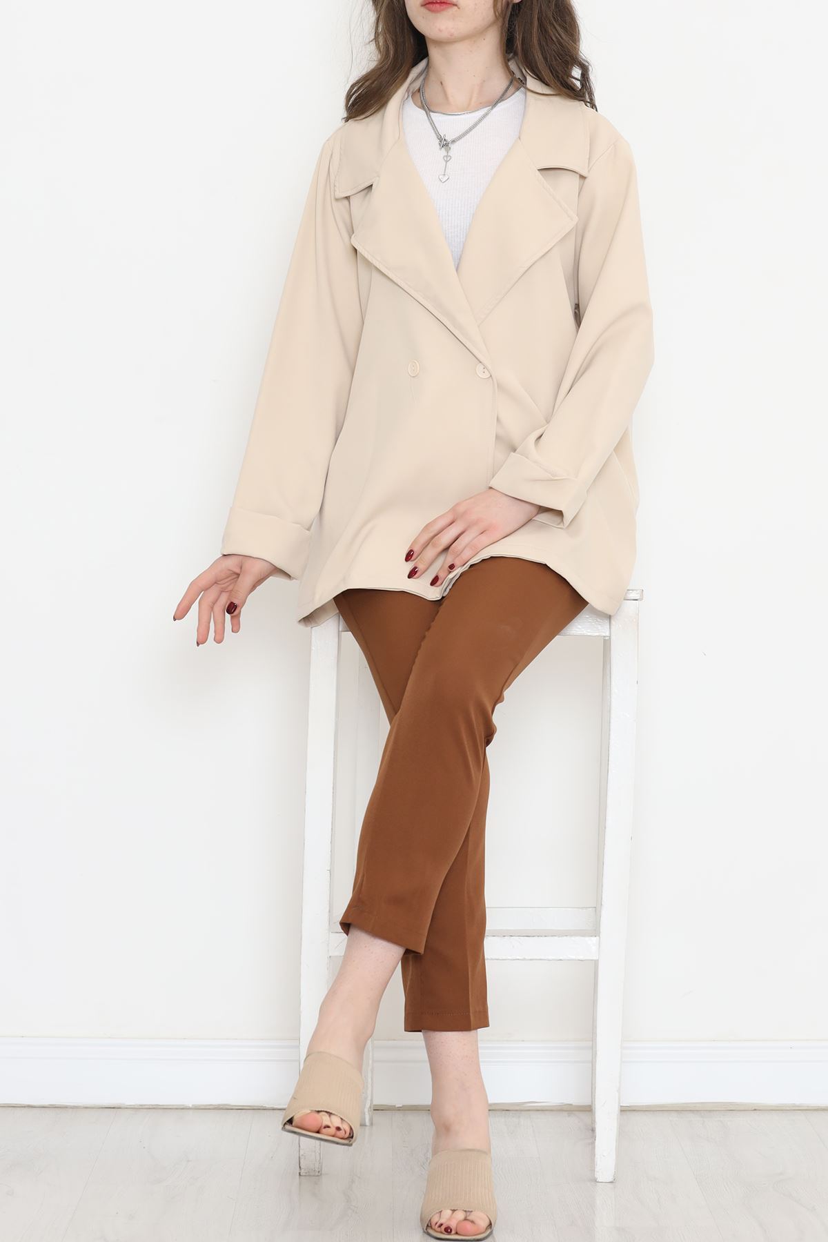 Oversize Button Jacket Beige - 951.1247.