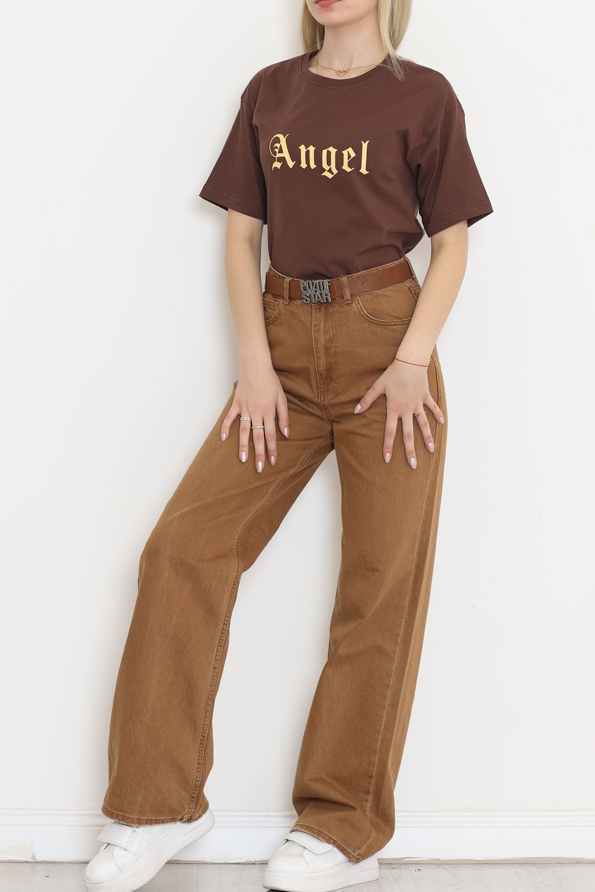 Printed Crop T-shirt Coffee - 16474.1567.