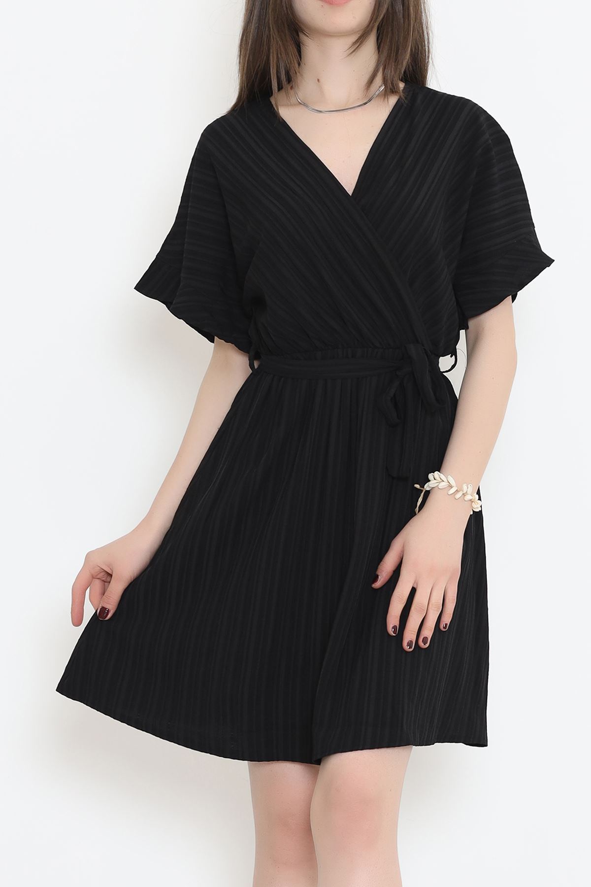 Double-breasted Collar Dress Black - 17368.701.