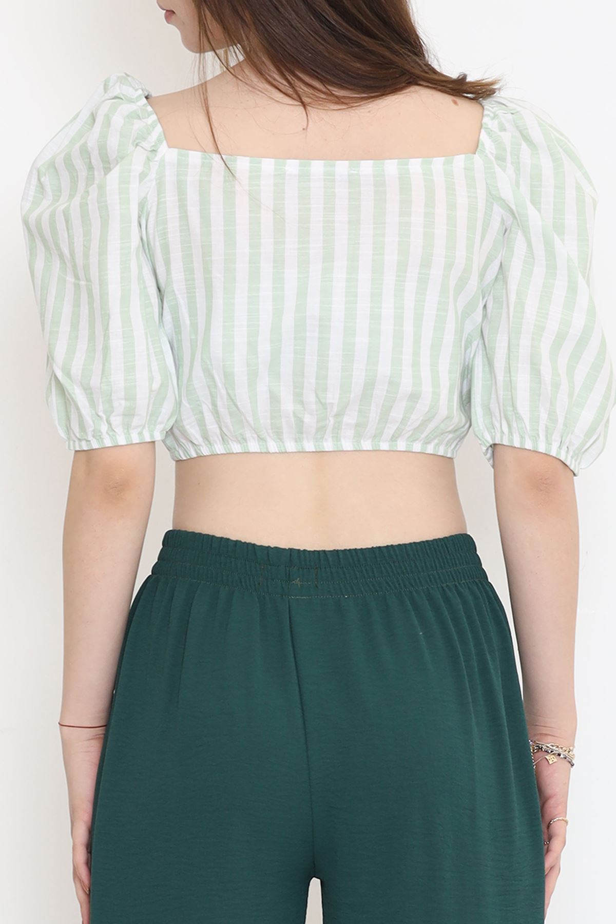 Striped Crop Blouse Green - 18423.631.