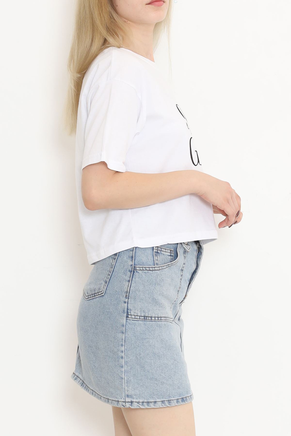 Printed Crop T-shirt White - 16482.1567.