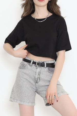 Single Jersey Crop T-shirt Black - 1111.1567.