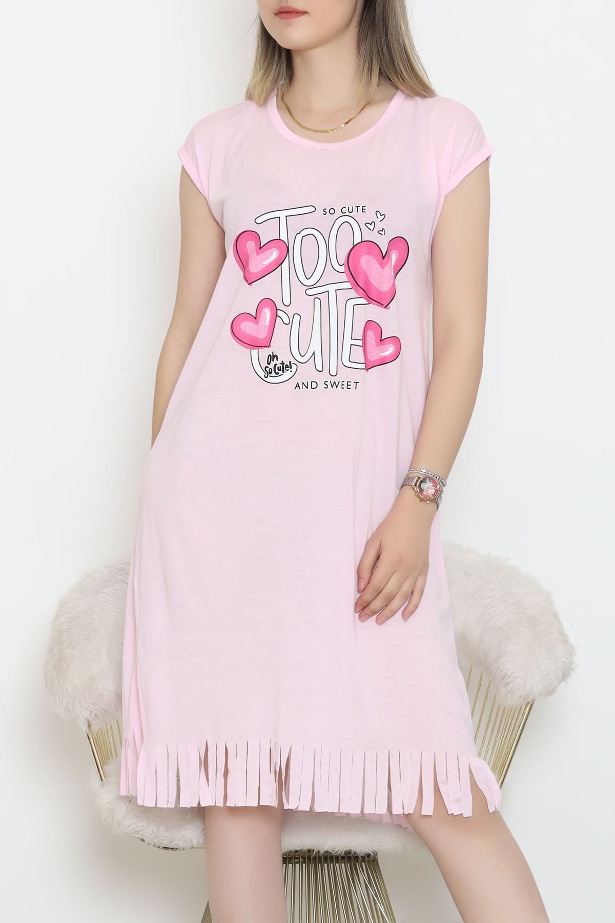 Patterned Nightdress Dusty Pink - 240.1287.