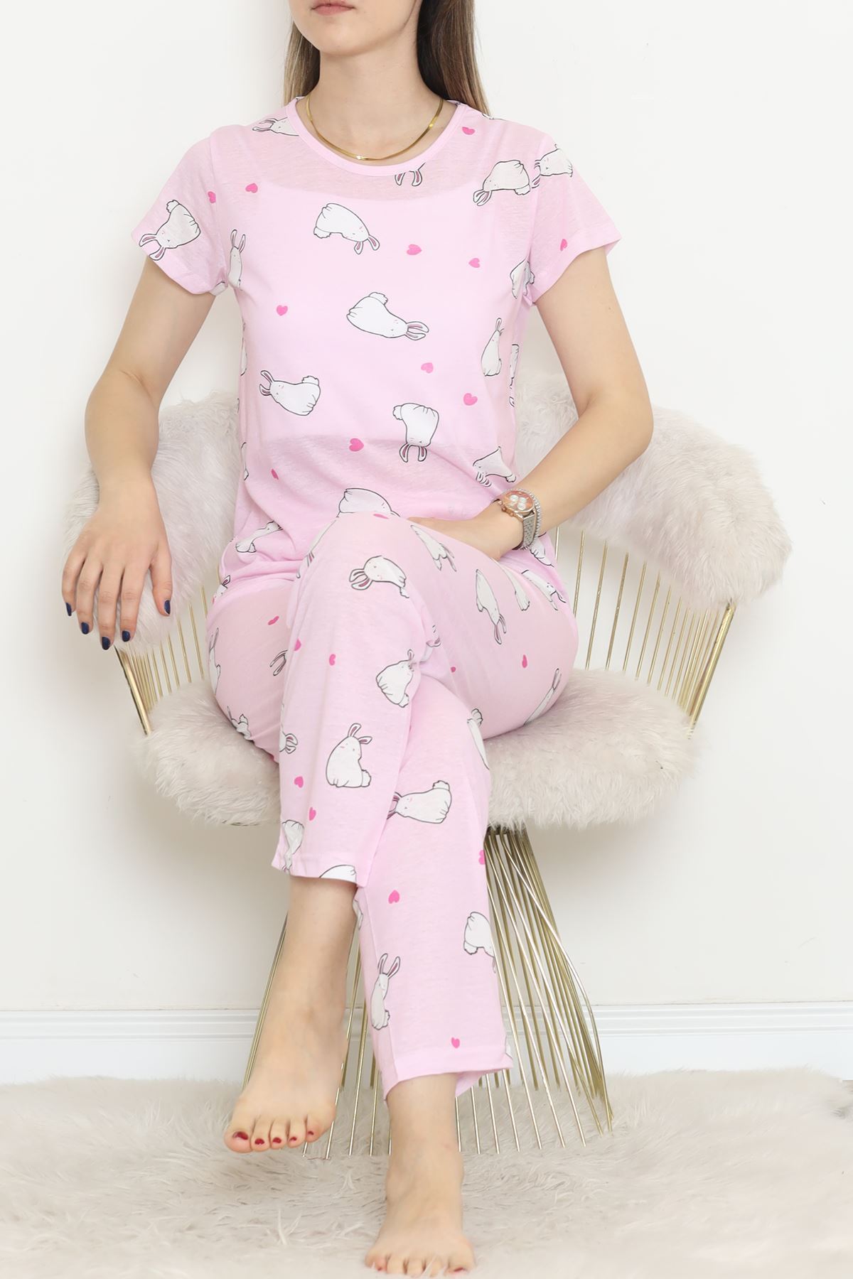 Patterned Pajama Set White Pink - 130.1287.