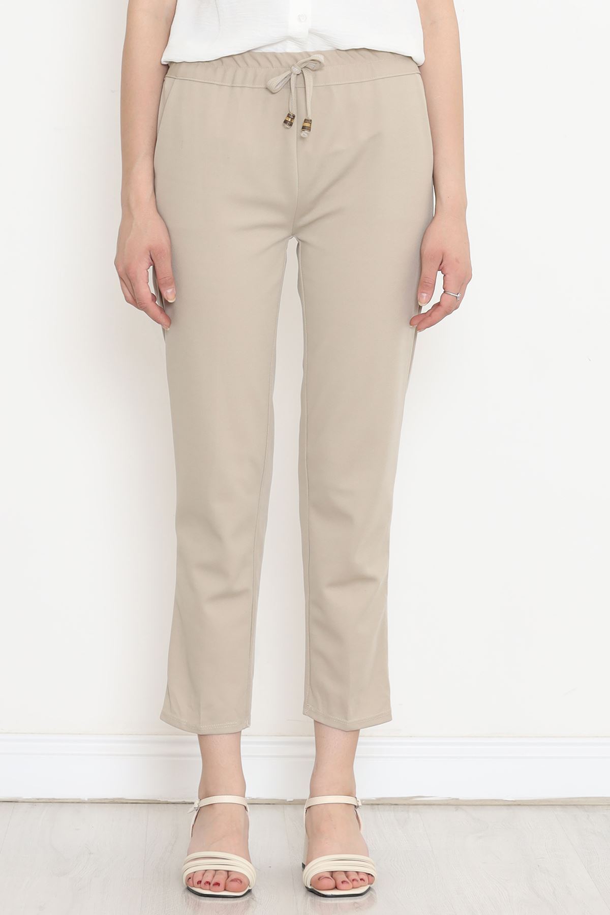 Crepe Lace-up Detailed Pants Beige - 152429.1778.