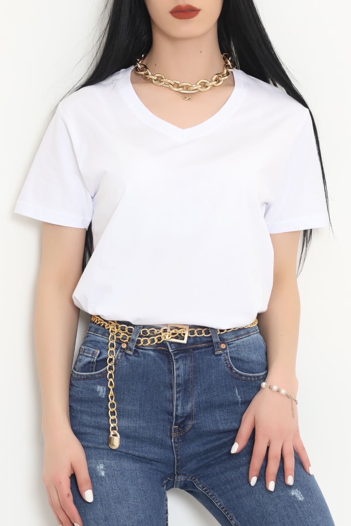 V-neck T-shirt White - 3644.105.