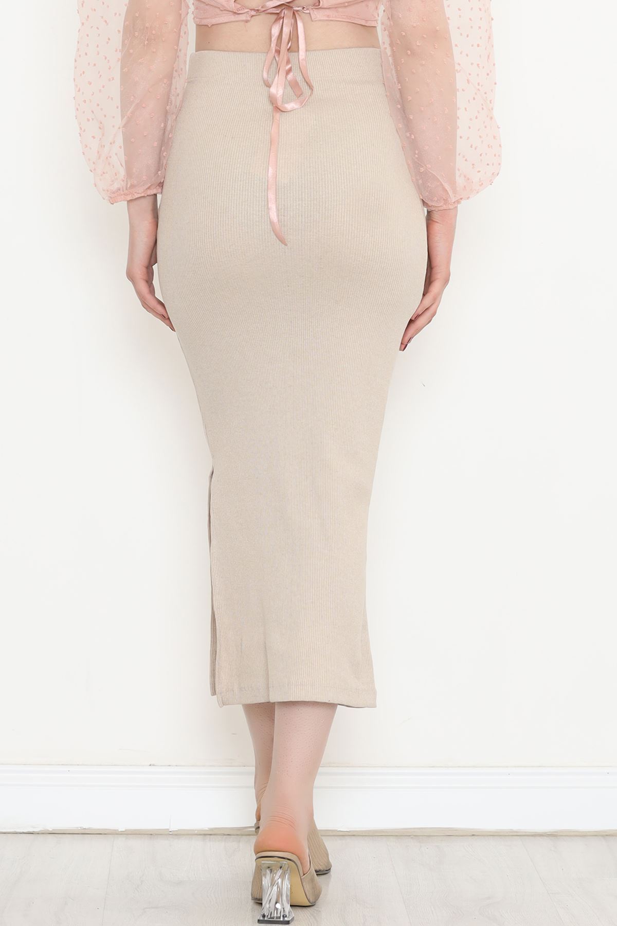 Camisole Skirt with Slits Milky-coffee - 108001.1567.