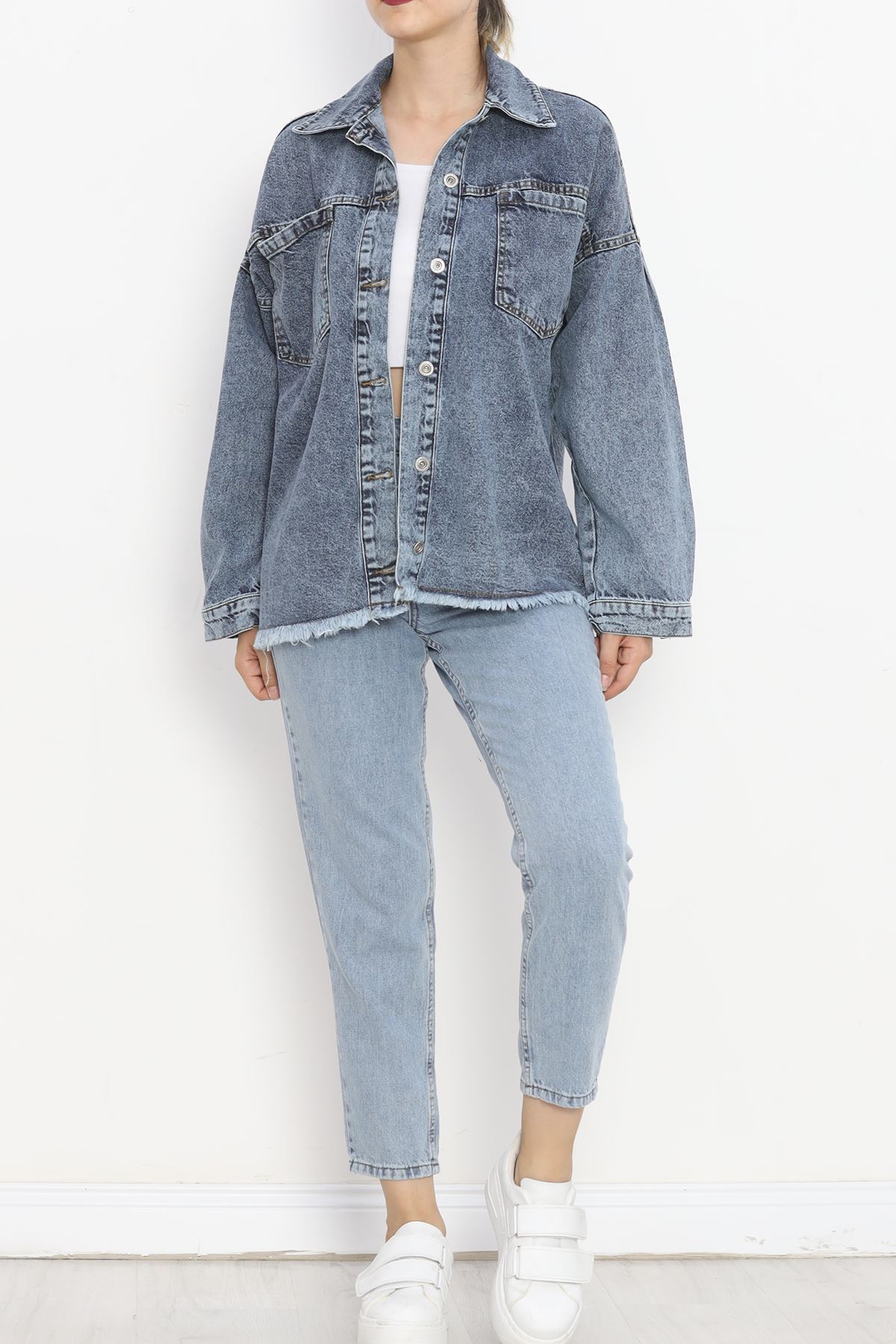 Jeans Jacket with Front Pocket Dark Blue - 16698.1778.