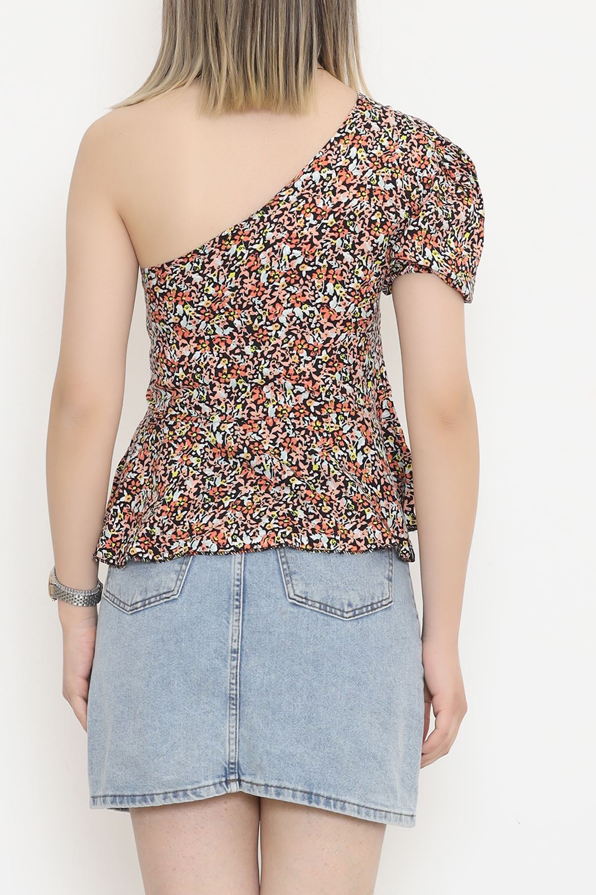 Waist Ruffle Blouse Salmon Floral - 18483.1153.