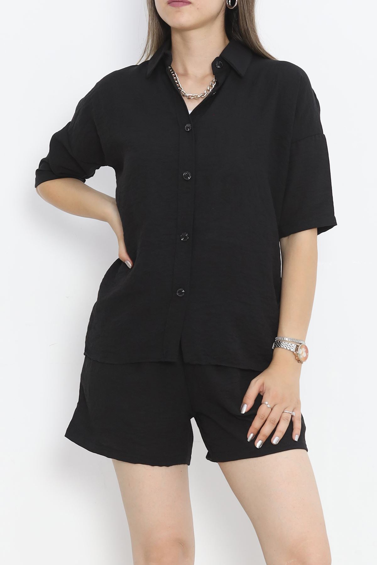 Linen Shorts Set Black - 712.1247.