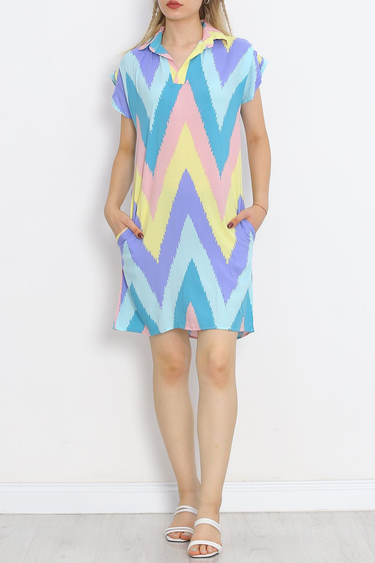 Polo Collar Dress Rainbow - 18906.1247.