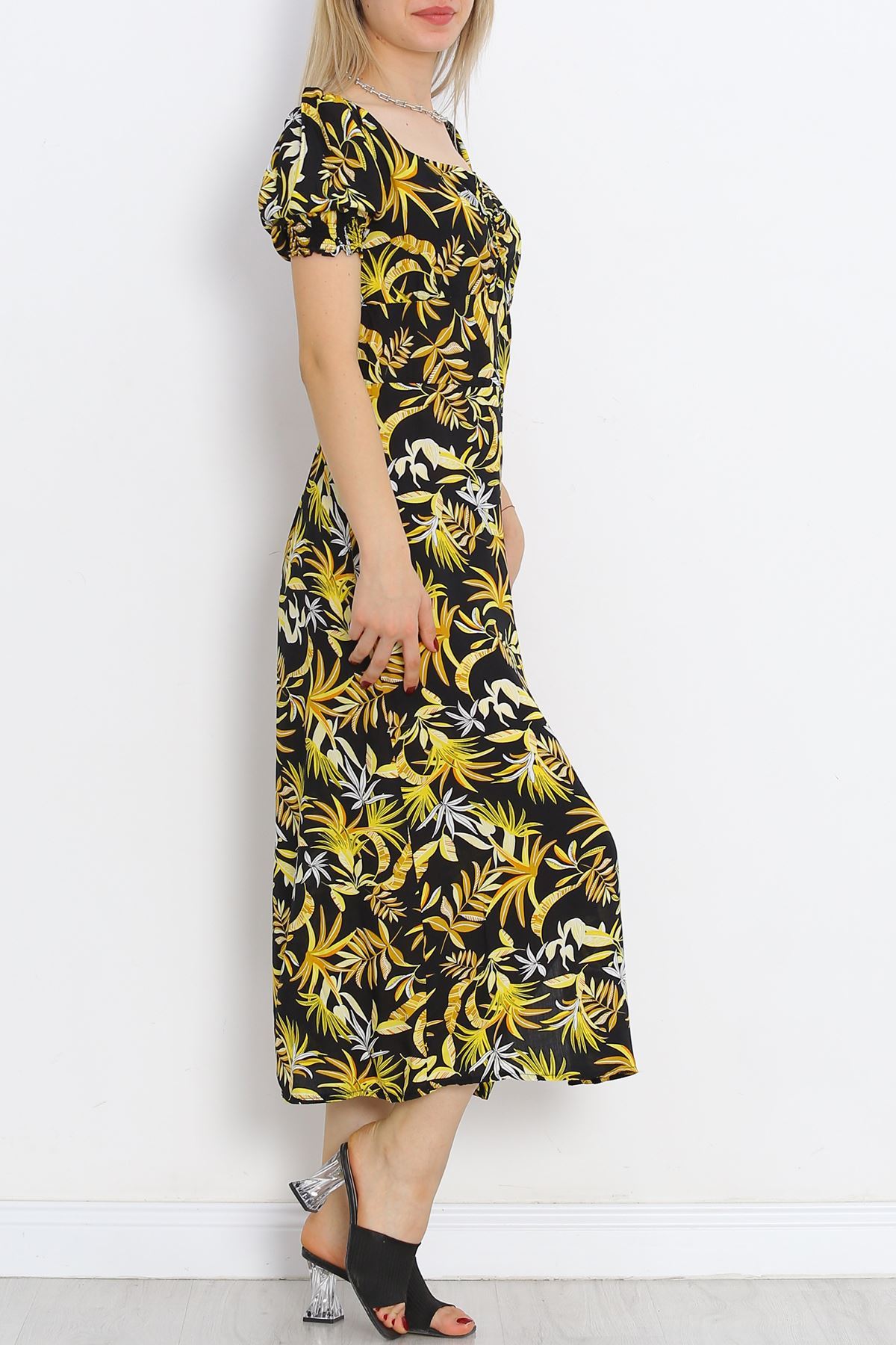 Kiss Collar Dress Yellow Floral - 696.1247.