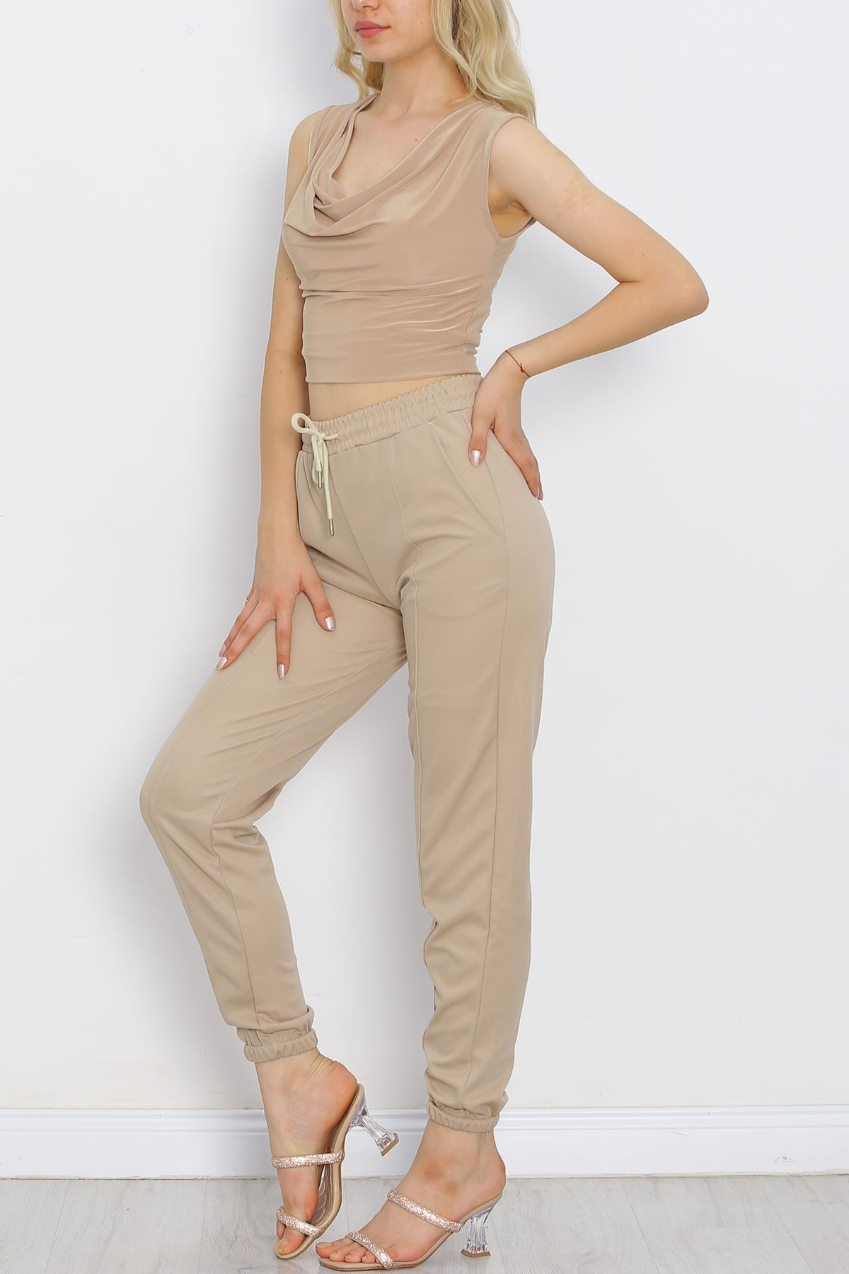 Pants with Elastic Waist Stitching Stone - 10063.1778.