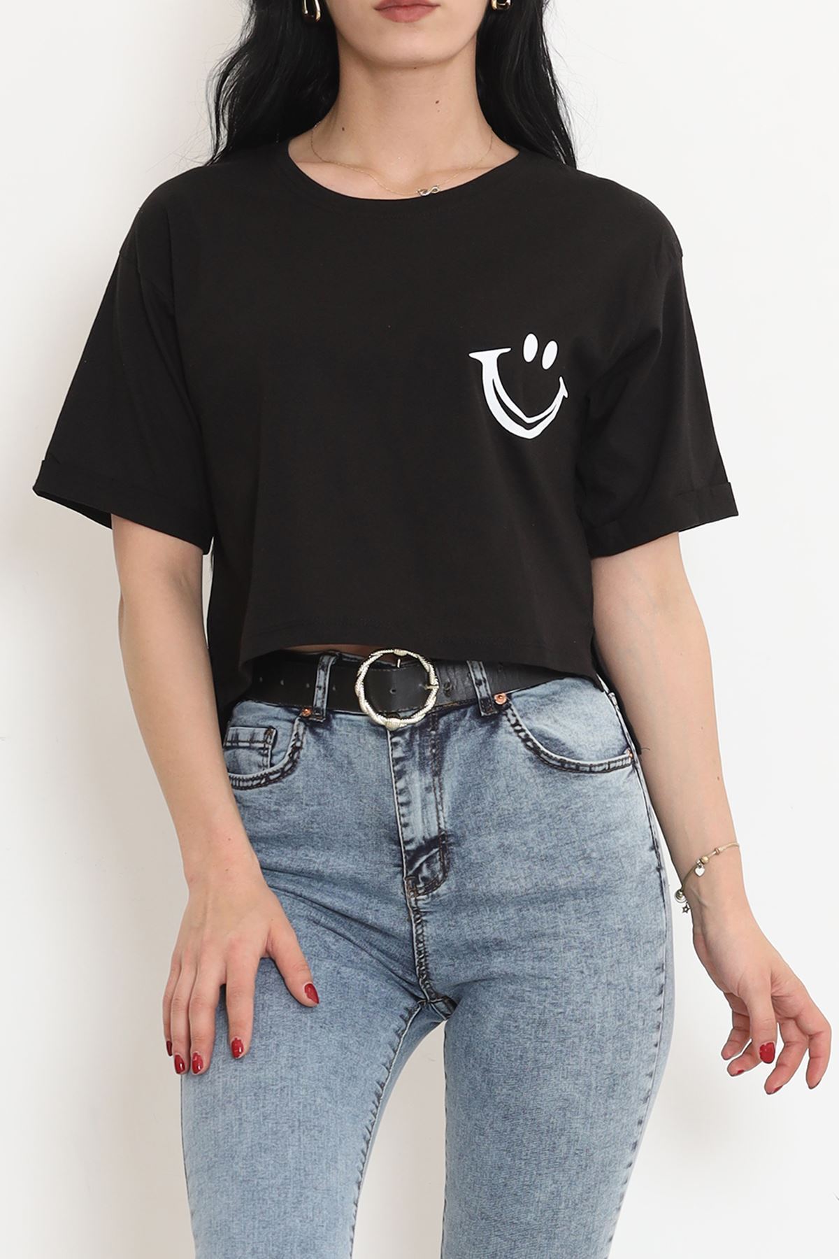 Printed Crop T-shirt Black - 16488.1567.