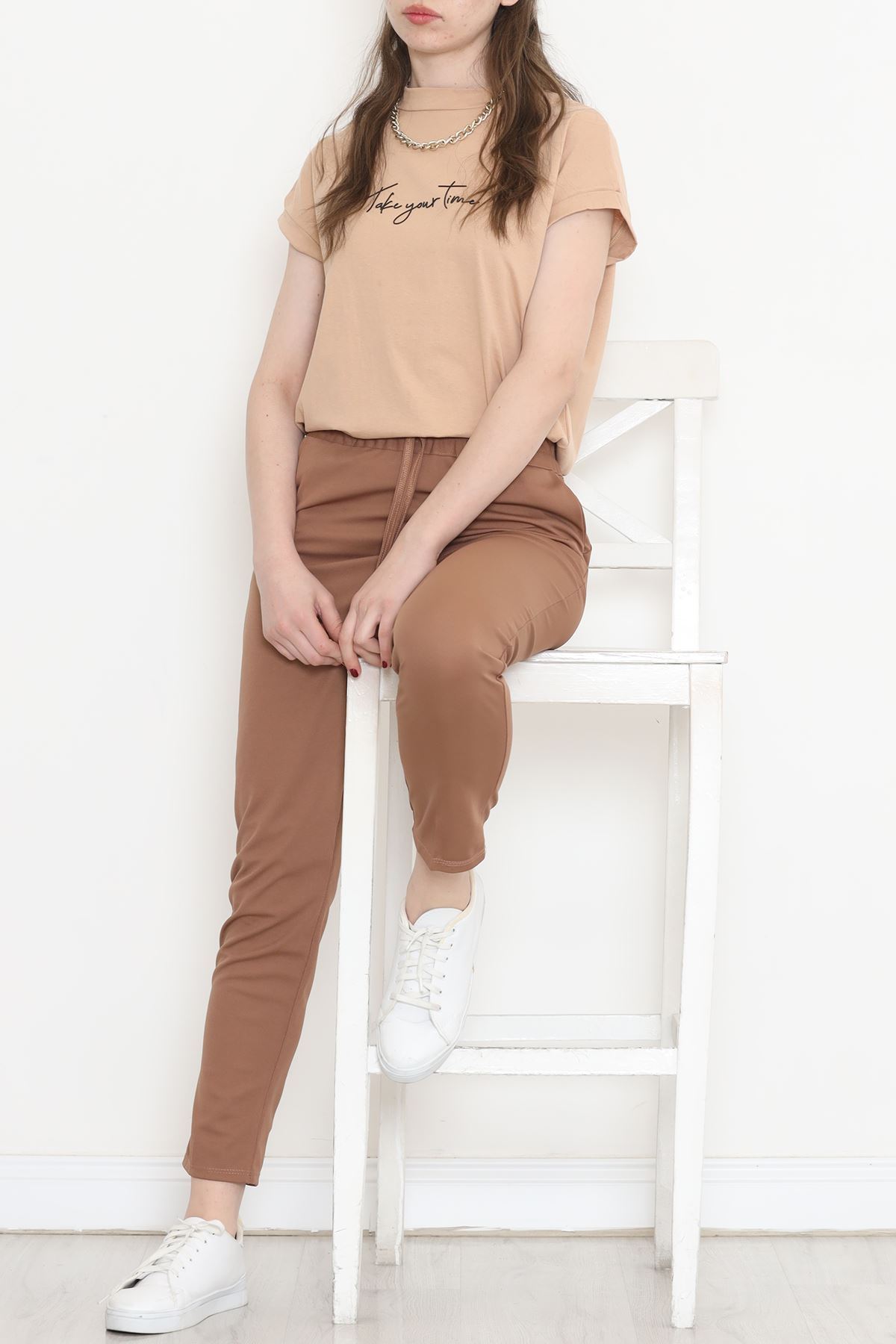 Crepe Lace-up Detailed Pants Sütlükahve - 152429.1778.