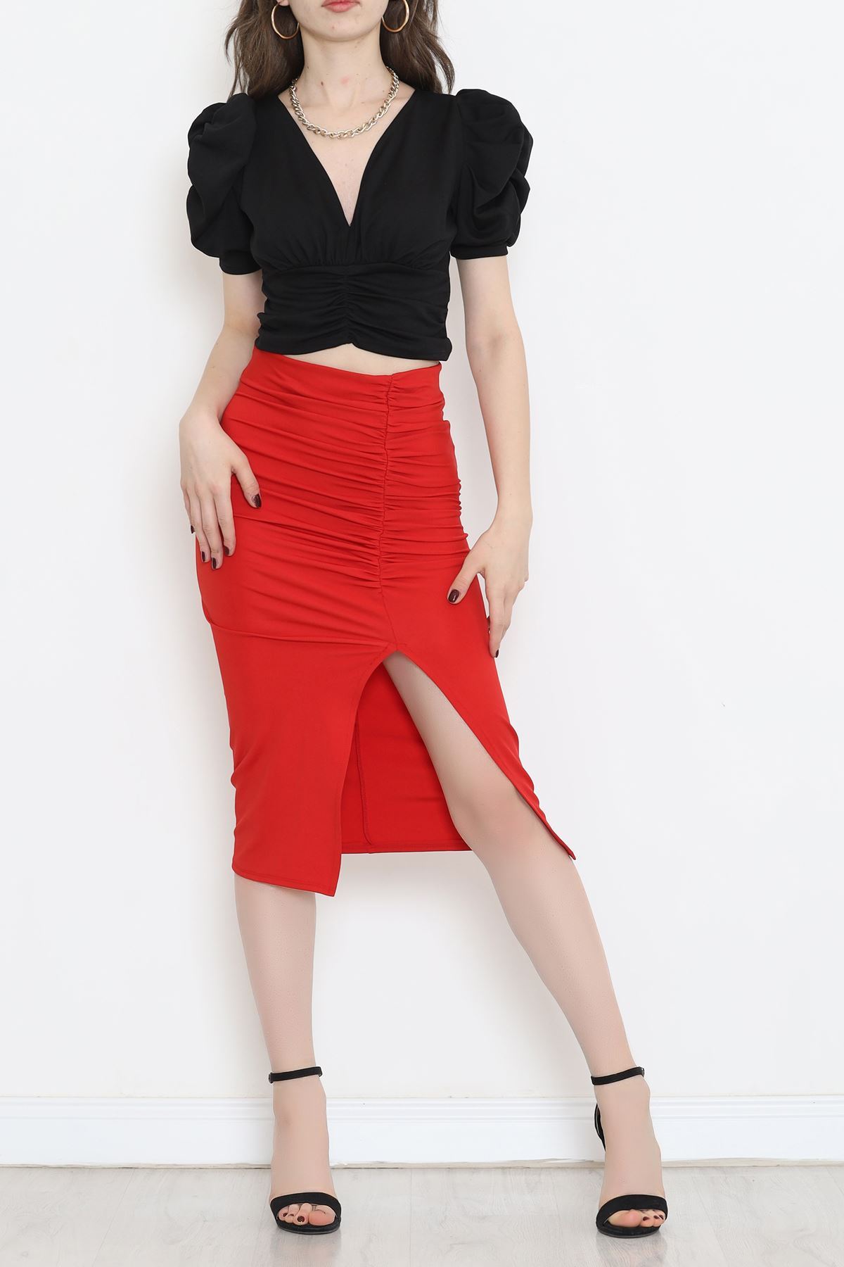 Skirt with slit Red - 12223.631.