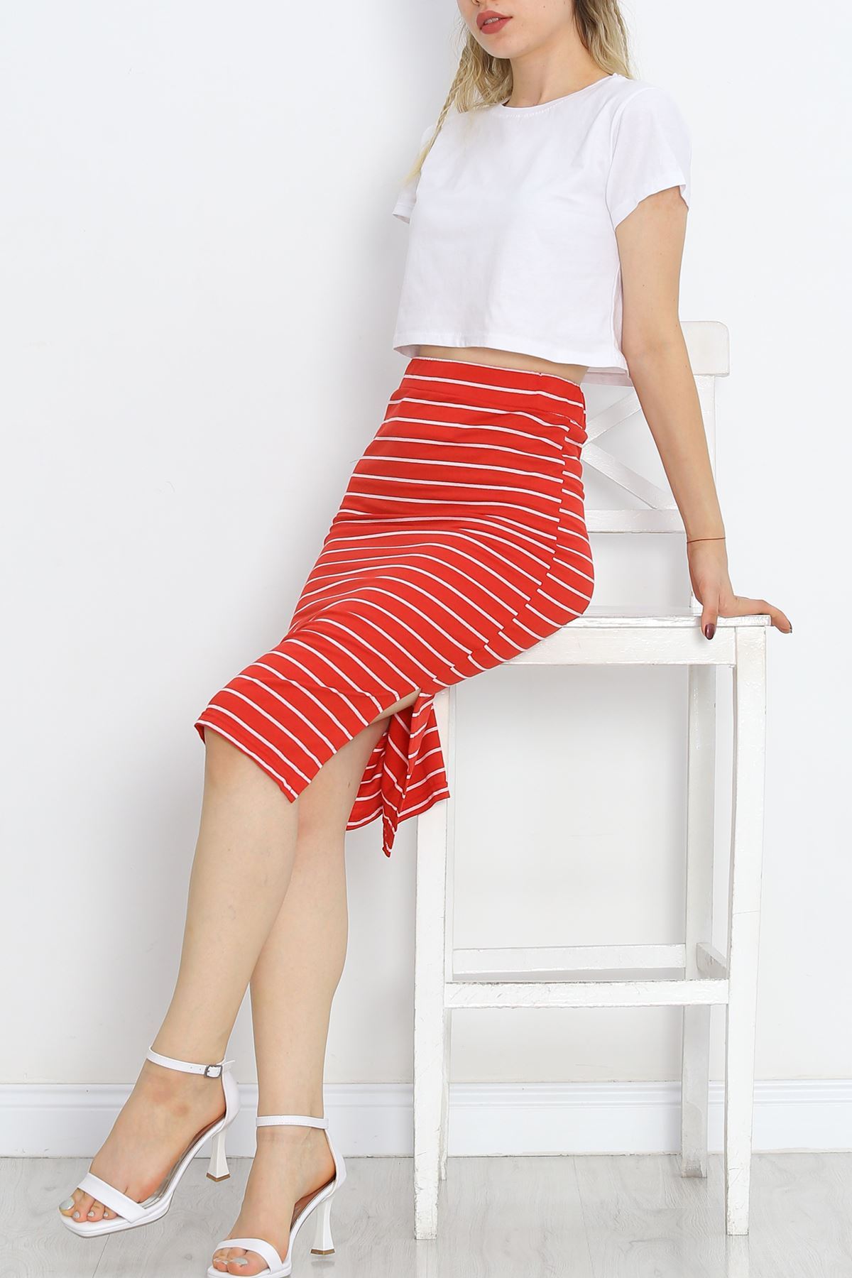 Striped Camisole Skirt Red - 18905.1567.