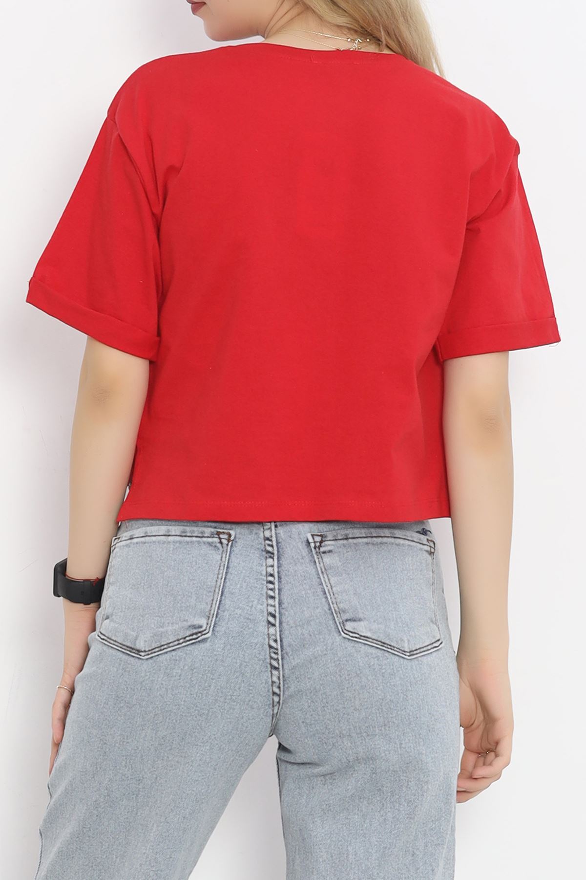 Printed Crop T-shirt Red - 16487.1567.