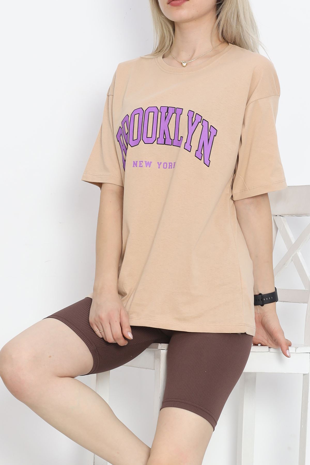 Printed Crew Neck T-shirt Mink - 16512.1567.