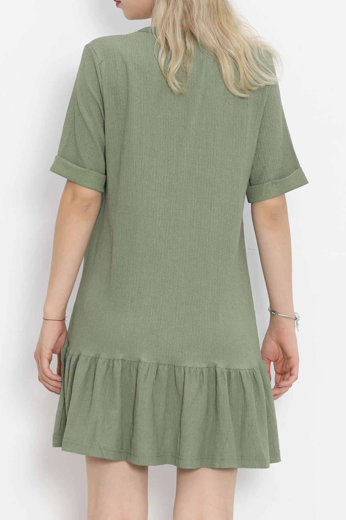 Short Sleeve Burümcük Dress Khaki - 18877.1059.