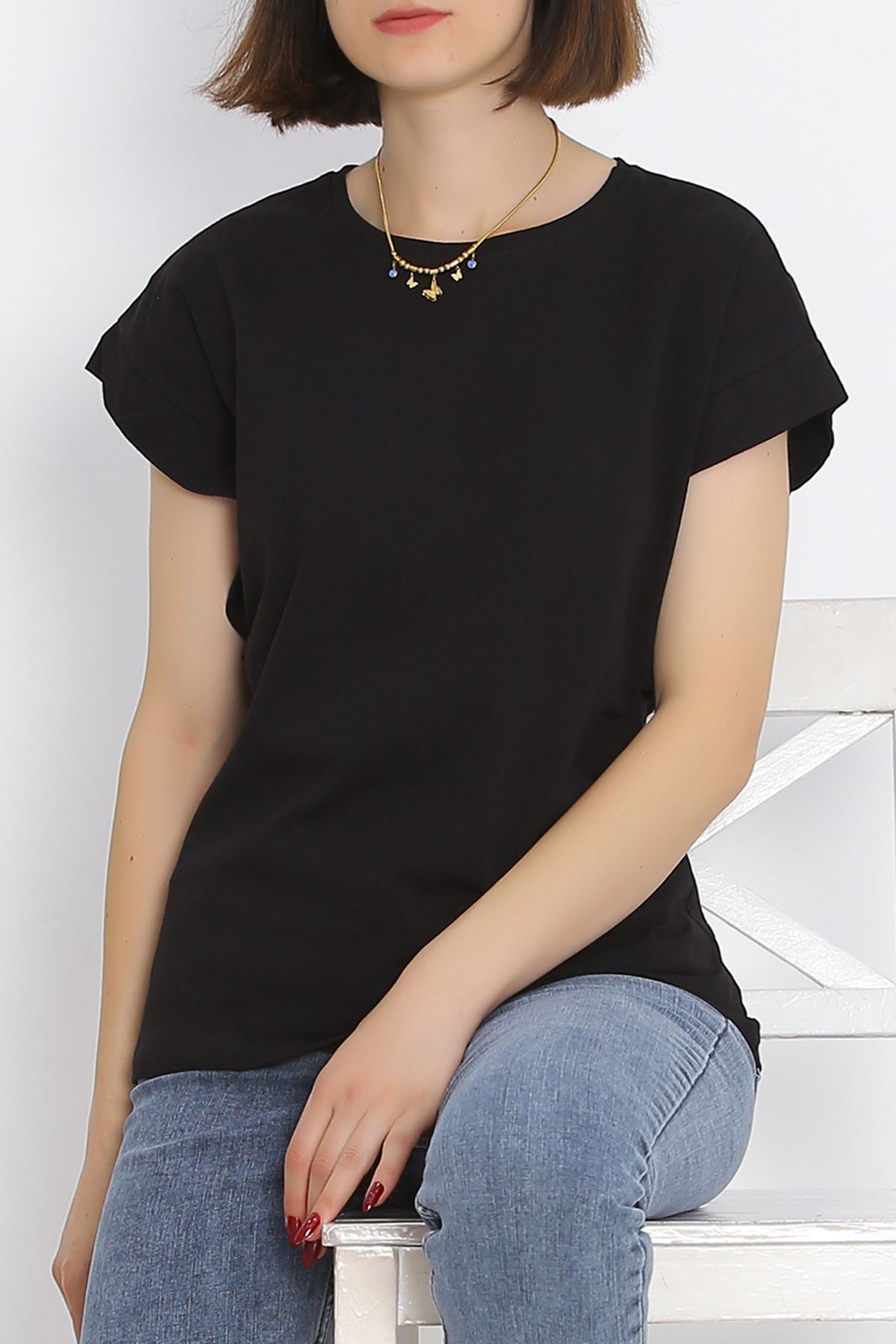 Single Jersey Double Sleeve T-Shirt Black - 15875.1567.