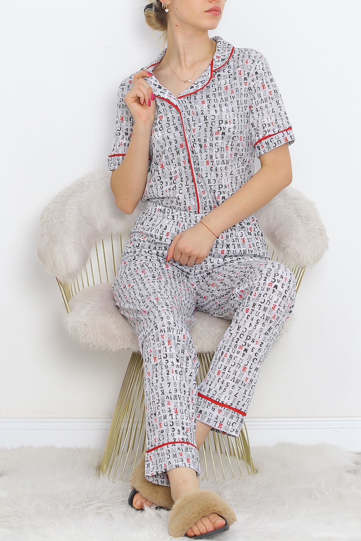 Button Pajama Set Gris Black - 18948.1567.