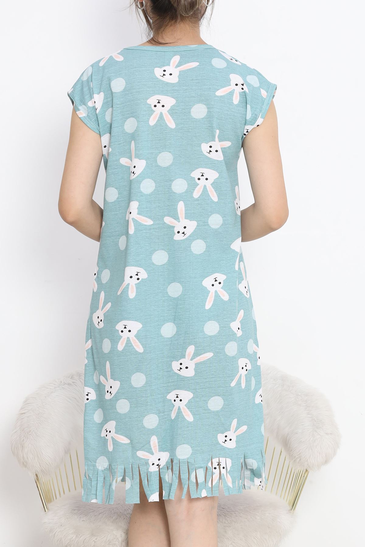 Printed Rotation Tassel Dress Mint White - 263.1287.