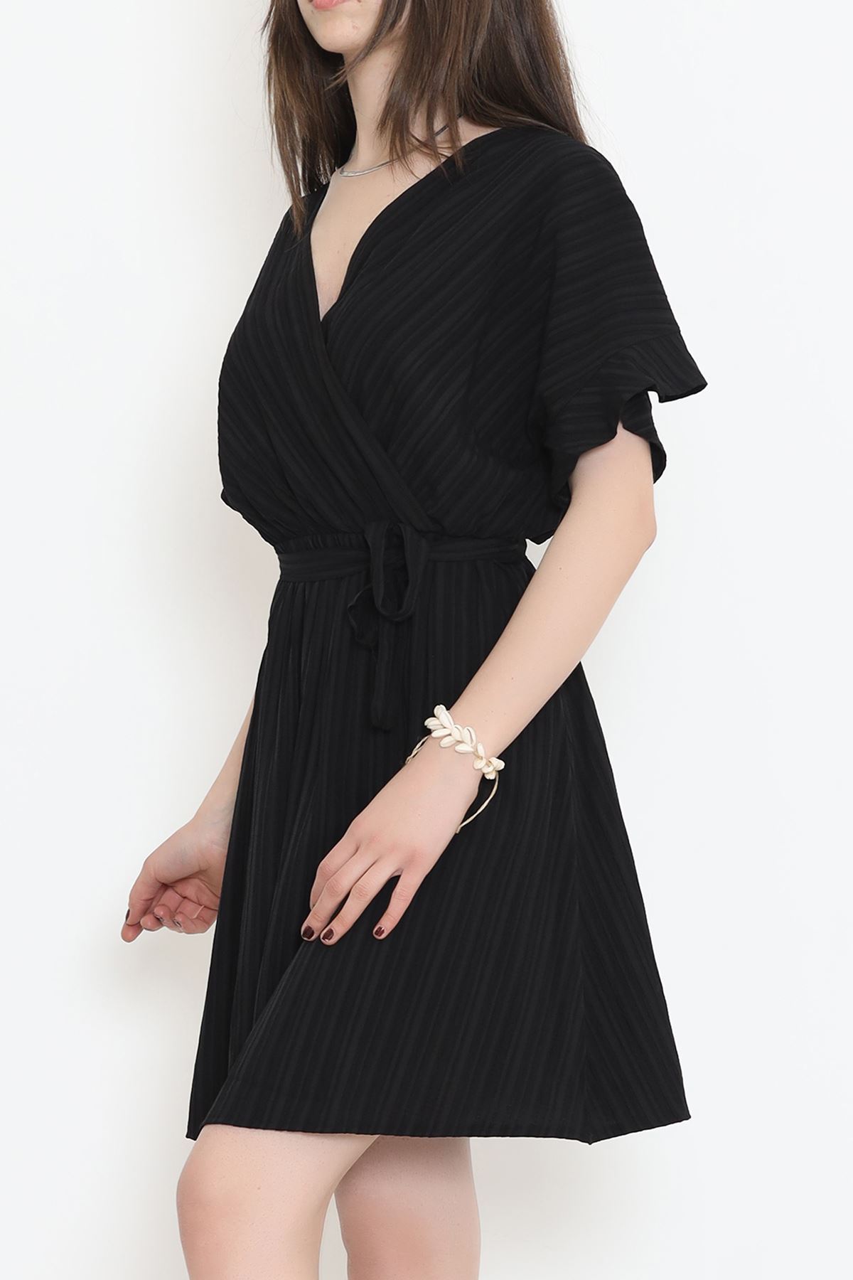 Double-breasted Collar Dress Black - 17368.701.