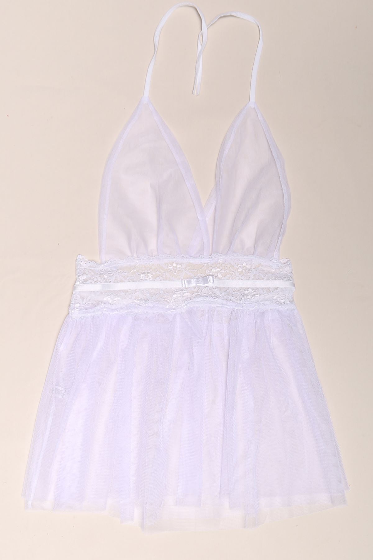 Double Tulle Low-cut Nightgown Lila - 3053.1364.