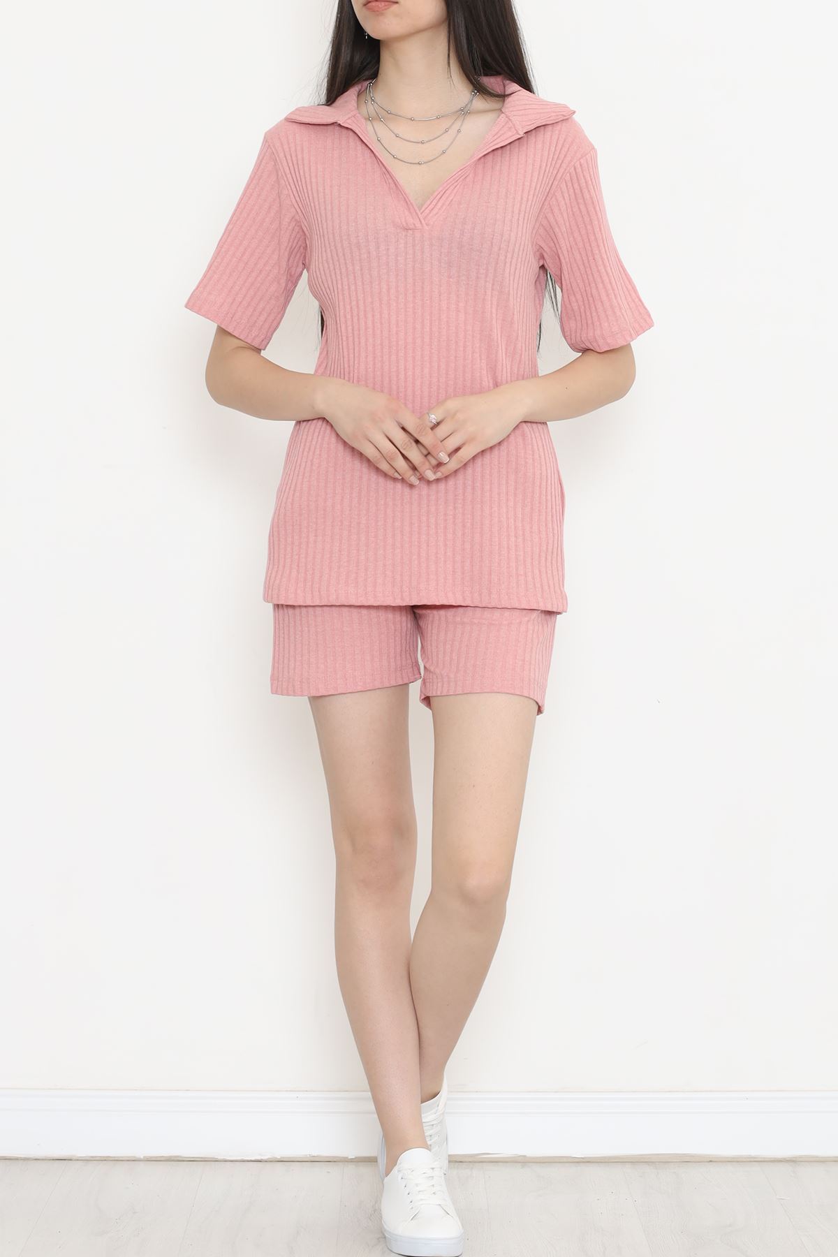 Polo Collar Shorts Suit Rose Brown - 11259.1567.