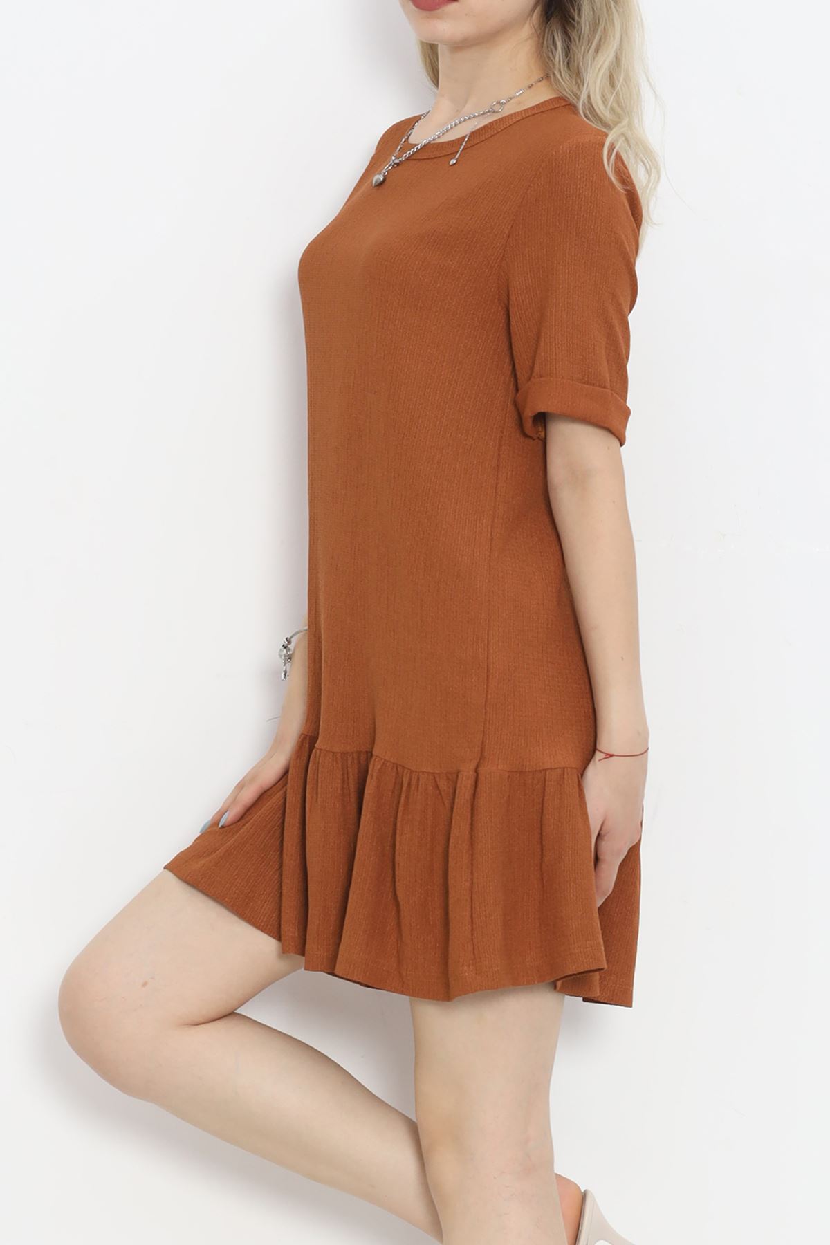 Short Sleeve Burümcük Dress Cinnamon - 18877.1059.