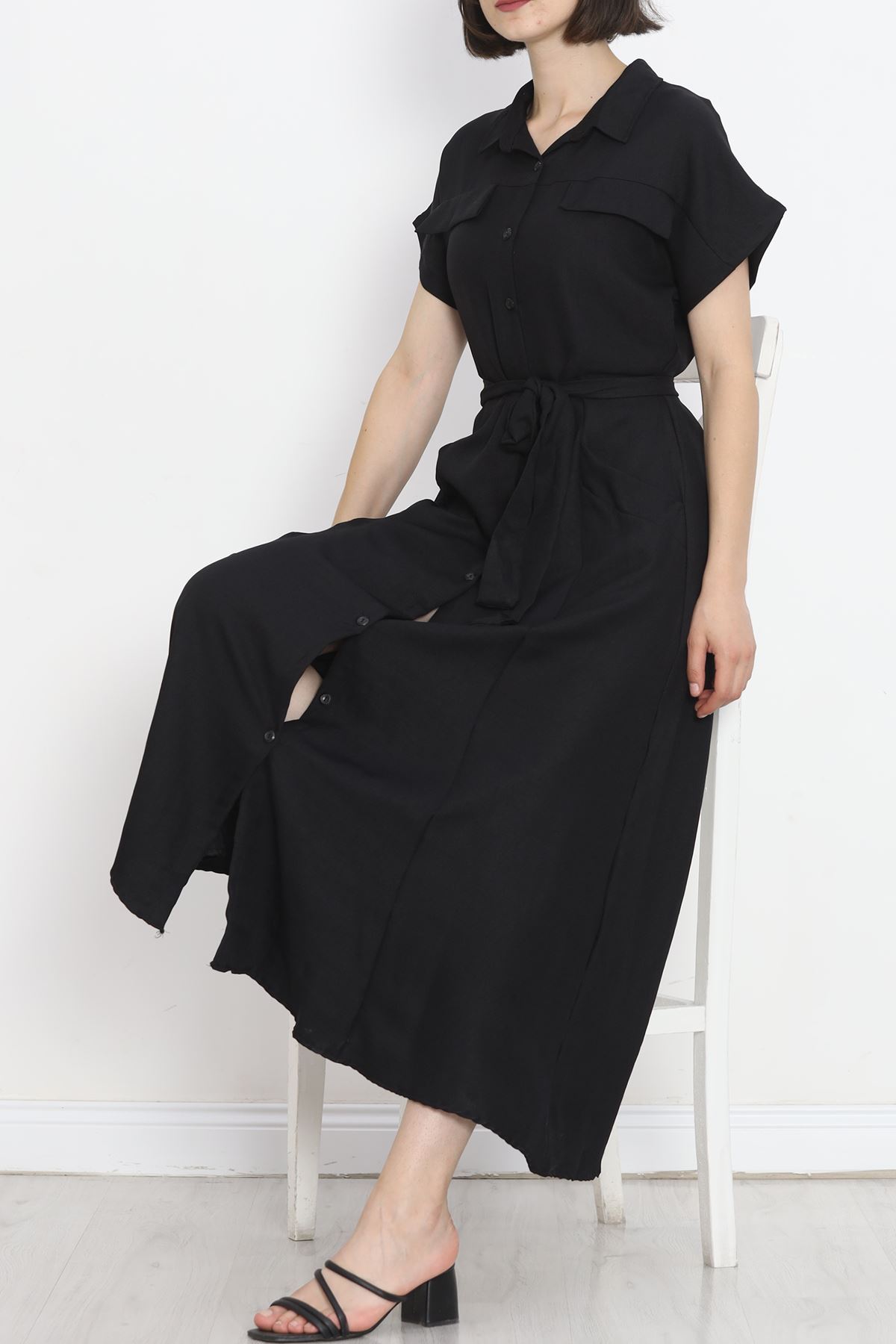 Pocket Detail Belted Dress Black - 18674.1778.