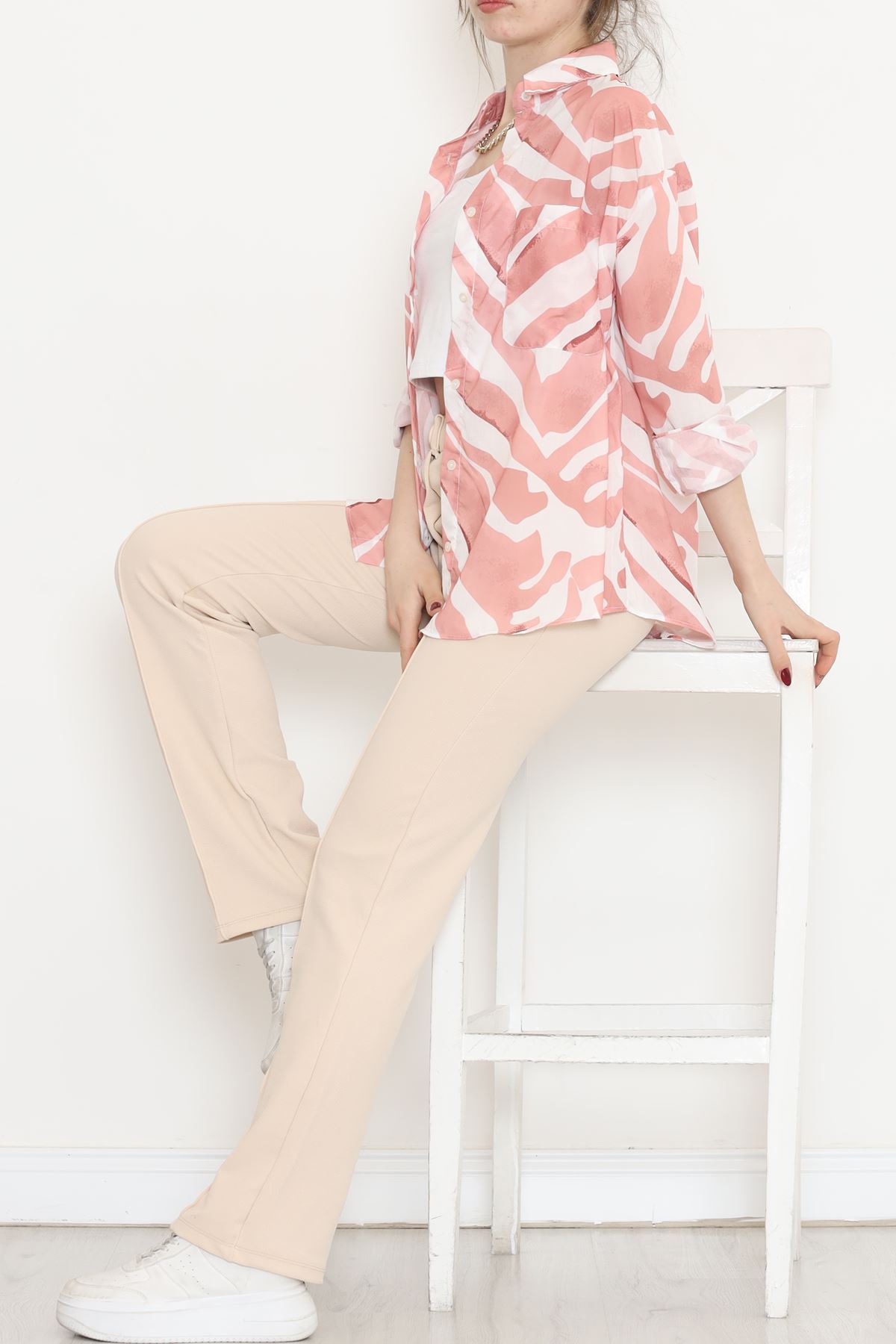 Voile Patterned Shirt Rose Brown - 989.1247.