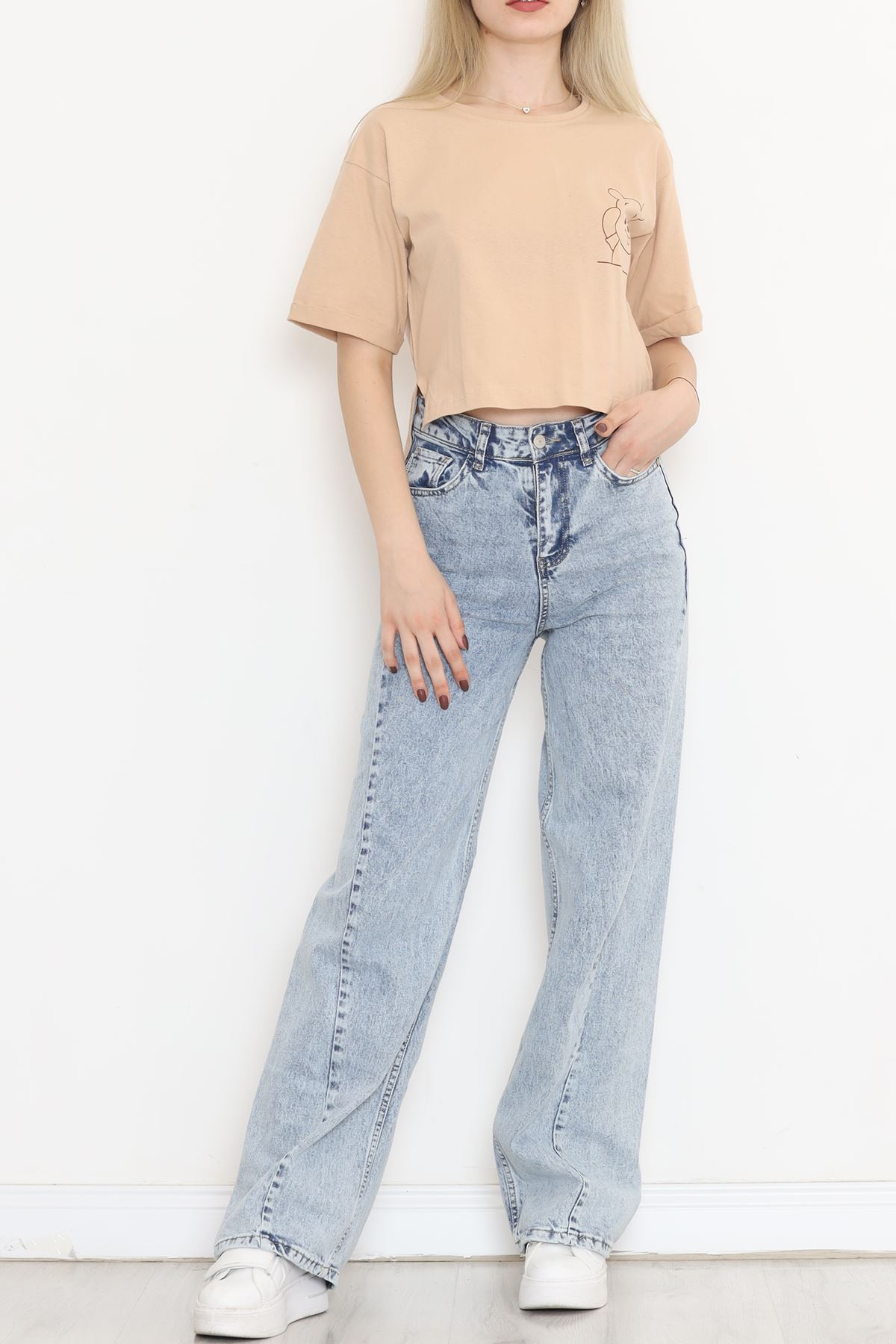 Printed Crop T-shirt Mink - 16491.1567.