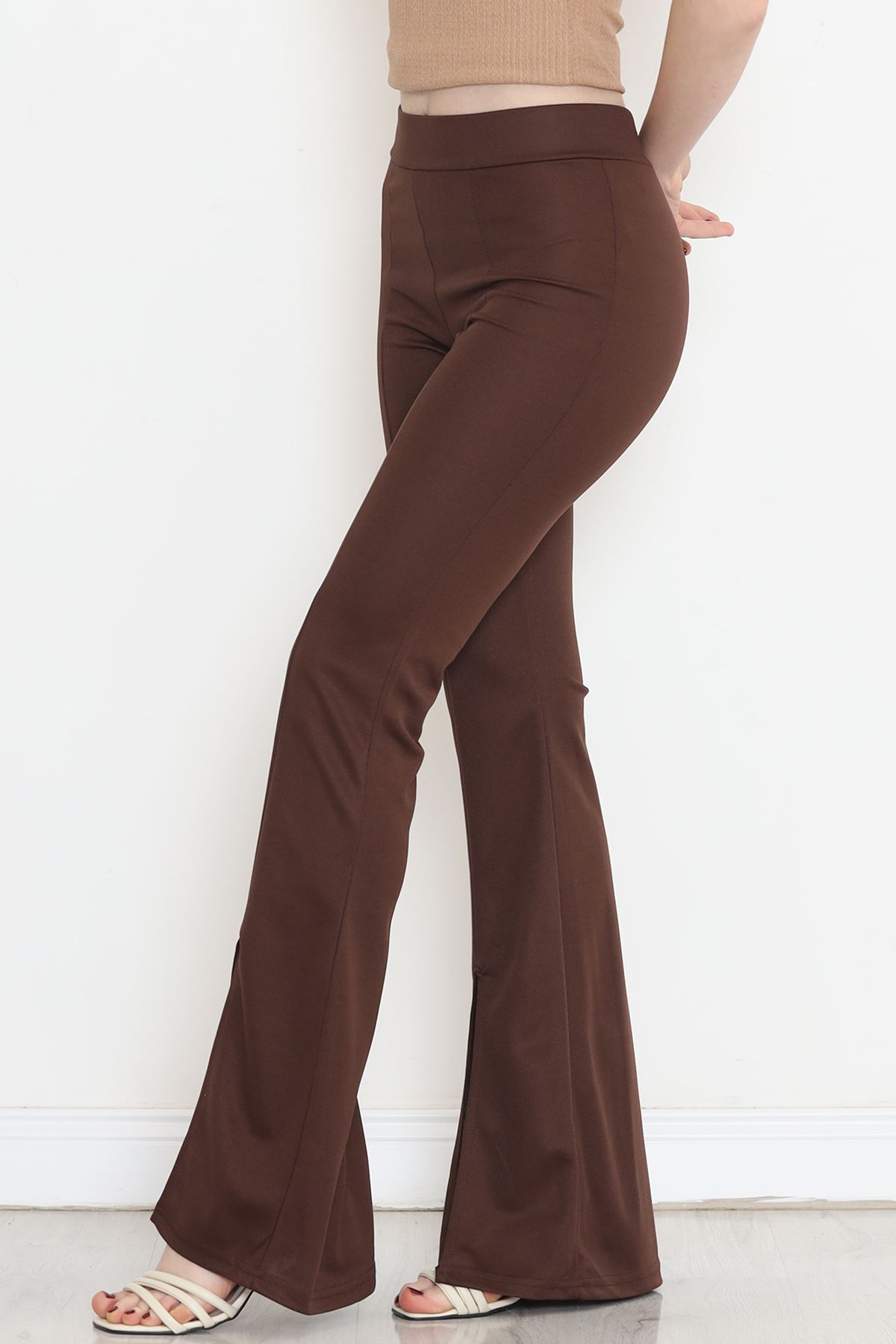 Flared Trousers with Slits Coffee - 16702.1355.