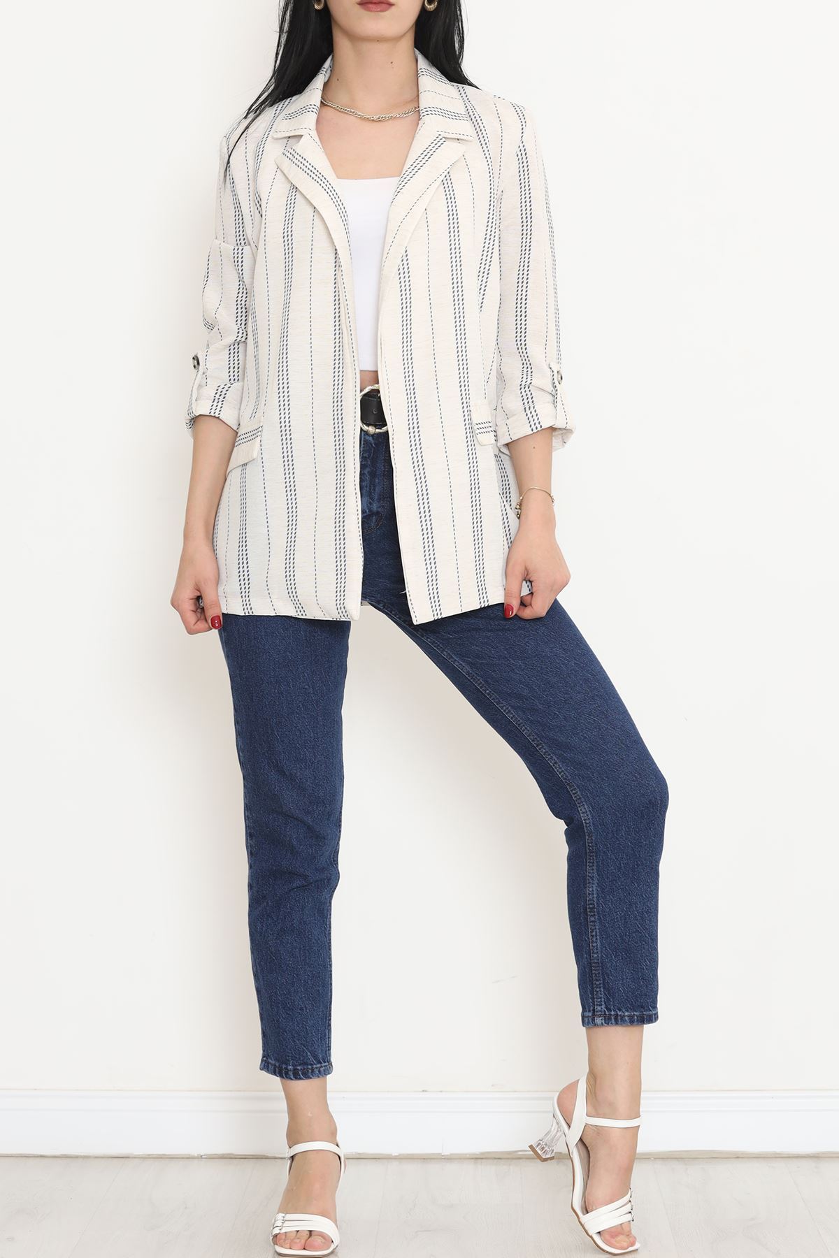 Linen Striped Jacket Ekrumavi - 1024.1247.