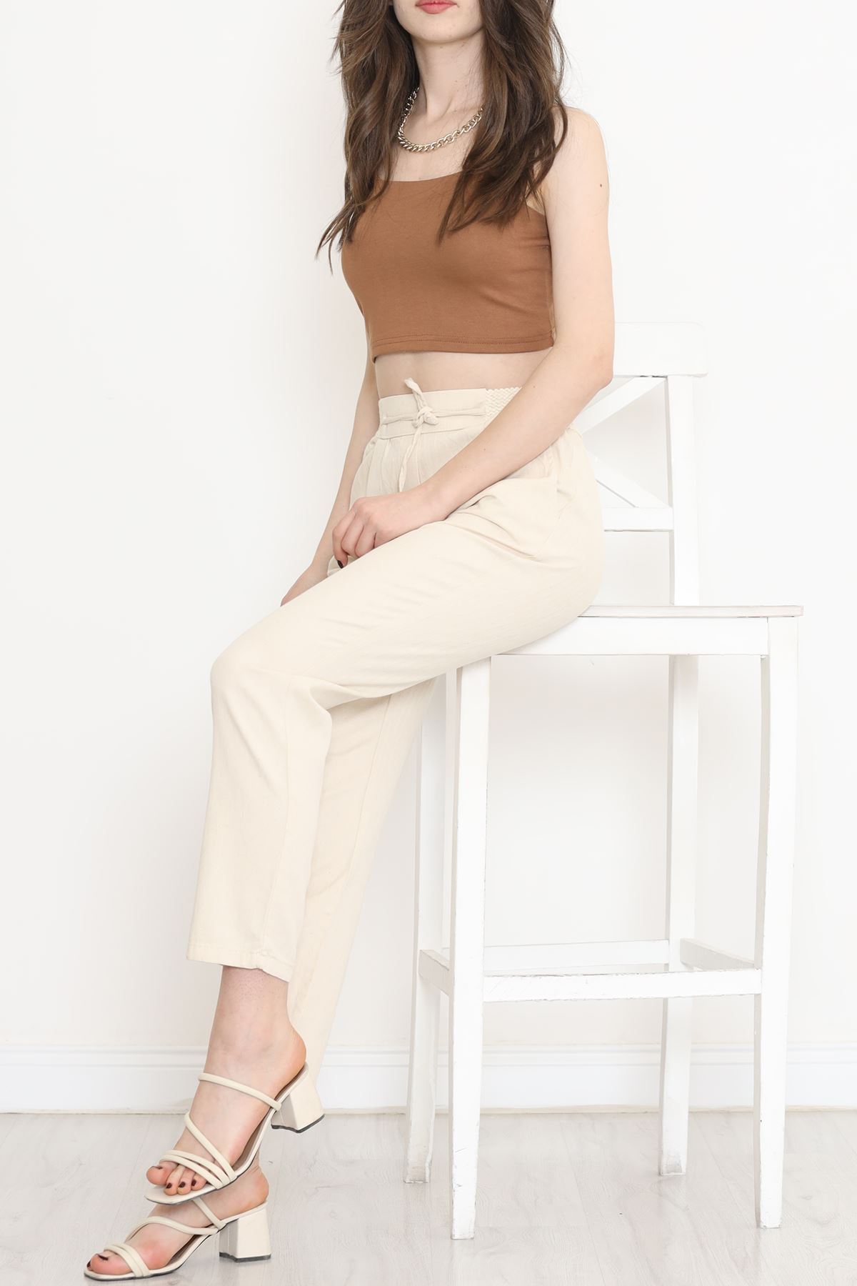 Guipure Linen Pants Beige - 152318.1779.