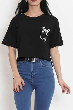 Printed Crop T-shirt Black - 16487.1567.