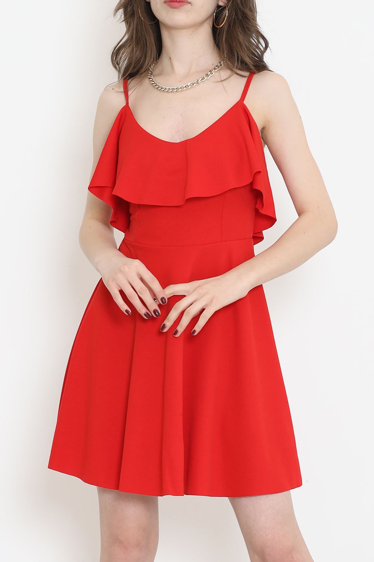 Crep Dress with Straps Red - 581815.1592.