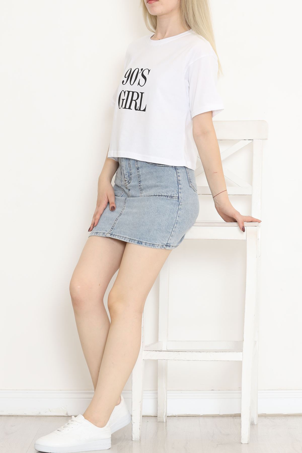 Printed Crop T-shirt White - 16482.1567.