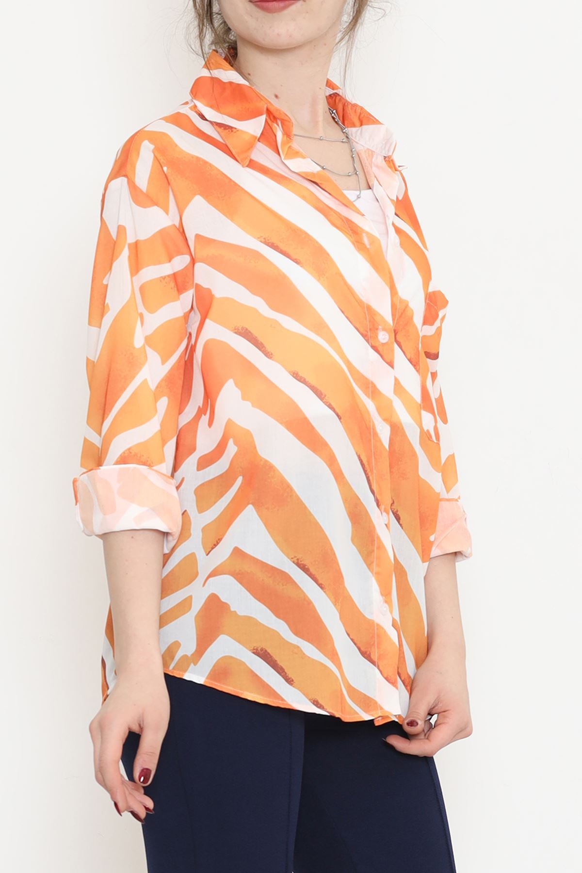 Voile Patterned Shirt Orange - 989.1247.