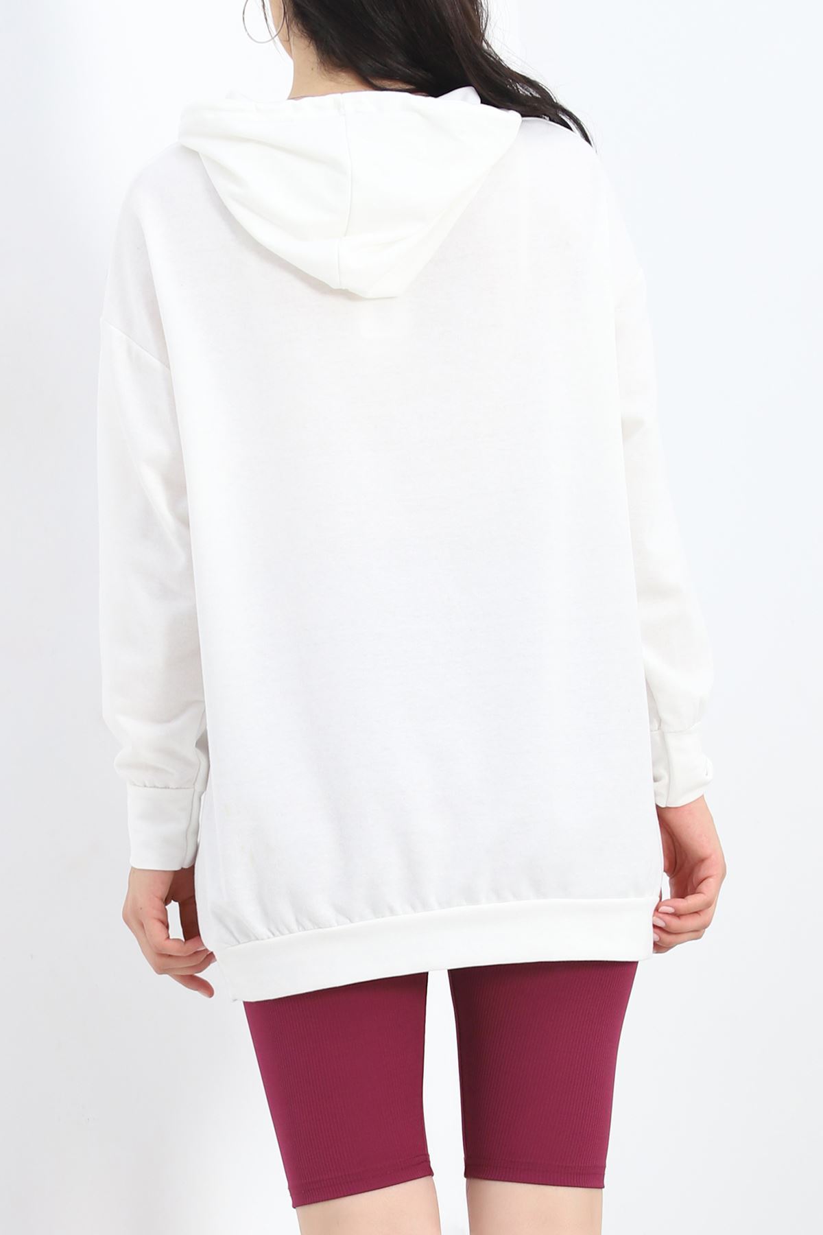 Oversize Kapşonlu Sweat Ekru - 1492.1095.